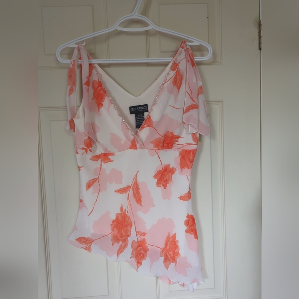 Tie Shoulder Floral Top